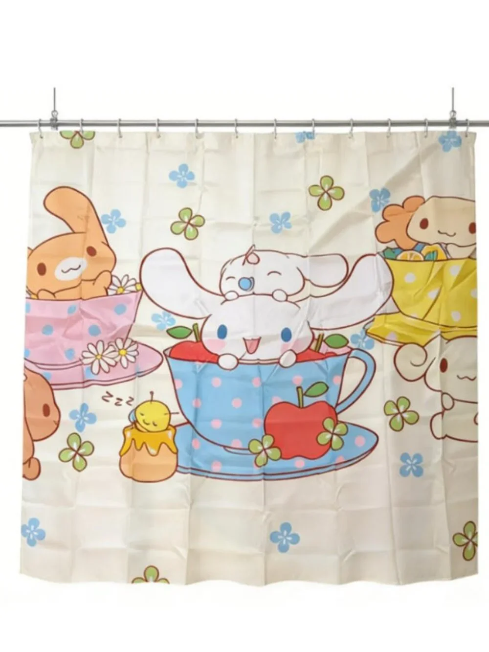 Whimsical Teacup Puppy Shower Curtain with 12 Hooks Included 59